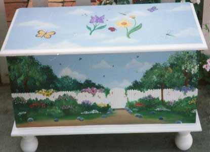 Hand Painted garden Toy Chest
