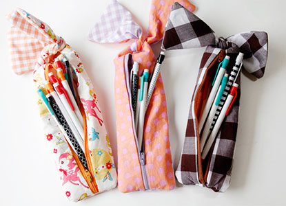 Diy Gingham Style/Knotted Zipper Pencil Pouch