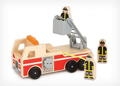 Melissa & Doug Wooden Fire Truck With Play Figures