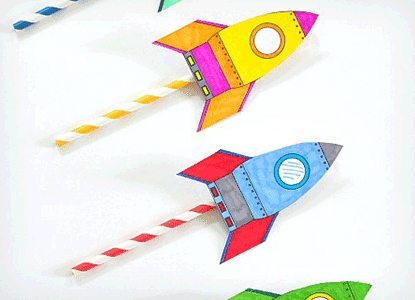 Straw Rockets (with Free Rocket Template)