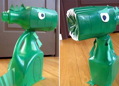 Make a Recycled Juice Bottle T-Rex