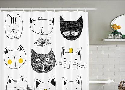 Cat Shower Curtain by Ambesonne
