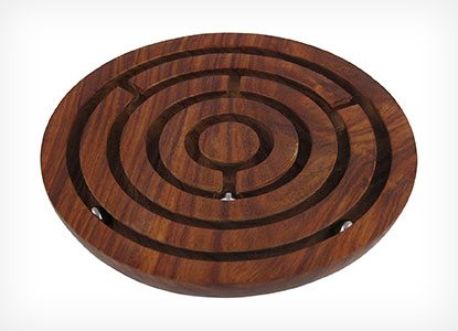 Handcrafted Indian Wooden Labyrinth Ball Maze