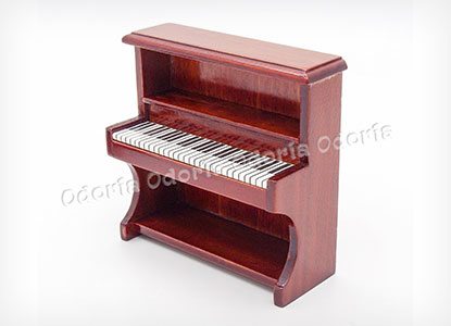 Miniature Brown Wooden Piano with Stool