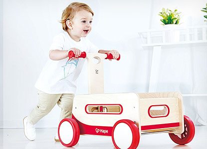 Hape Red Wonder Wagon Wooden Push and Pull Ride On