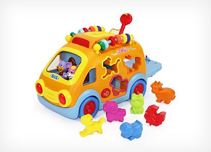 Musical Bus Push Pull Puzzle Vehicle Toy