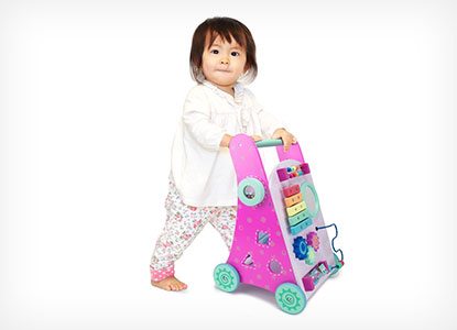 Pink Push-n-Play Wooden Learning Walker Toy