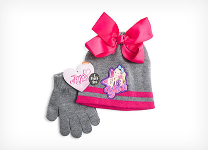 JoJo Siwa Bow Girls Kids Winter Hat and Gloves Set