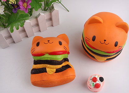 WATINC Kawaii Cat Hamburger Squishy Toy