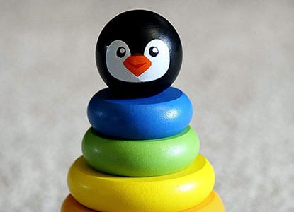Adorable Wooden Penguin Ring Stacker Toy