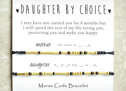 Daughter by Choice Morse Code Bracelets